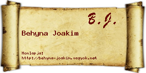 Behyna Joakim névjegykártya
